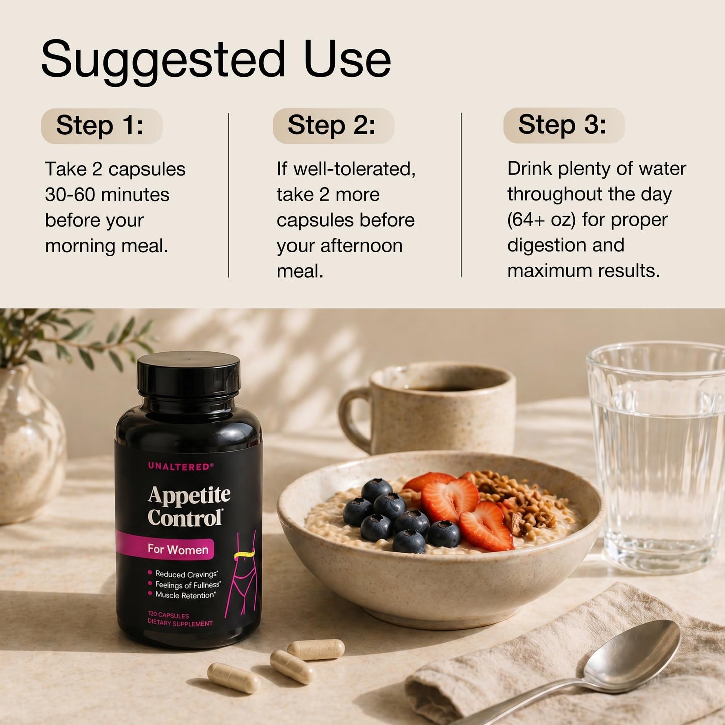 UNALTERED Appetite Control for Women - Support Cravings, Fullness, & Weight Management - Dietary Supplement with Chromium Picolinate & Glucomannan - PrimeBioHealth - canada supplements