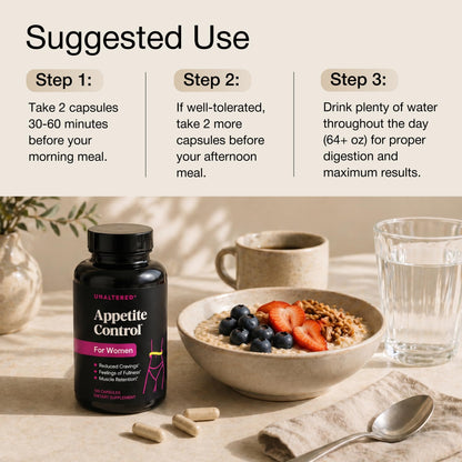 UNALTERED Appetite Control for Women - Support Cravings, Fullness, & Weight Management - Dietary Supplement with Chromium Picolinate & Glucomannan - PrimeBioHealth - canada supplements