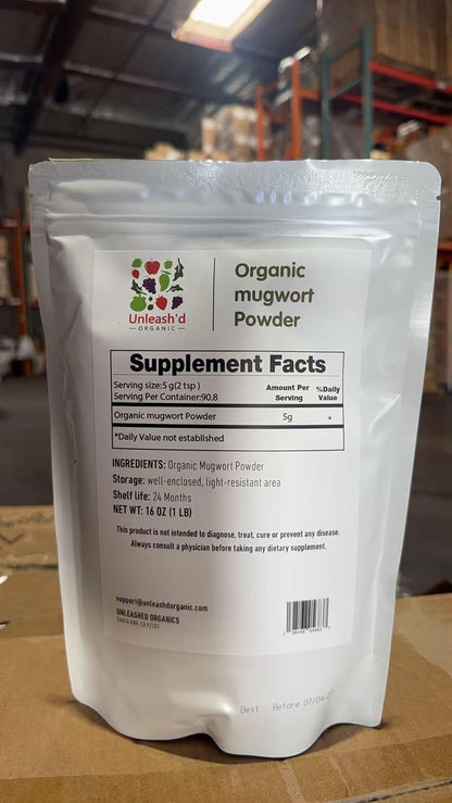 UNLEASH'D ORGANIC Organic Mugwort Powder 16 oz 100% Pure and Organic Green Superfood Promotes Qi and Blood Circulation - PrimeBioHealth - canada supplements