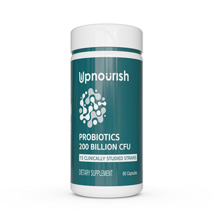 UpNourish Probiotics - 200 Billion CFUs for Men and Women, 15 Clinically Studied Strains, Prebiotics & Enzymes - 60 Vegan Capsules - PrimeBioHealth - canada supplements
