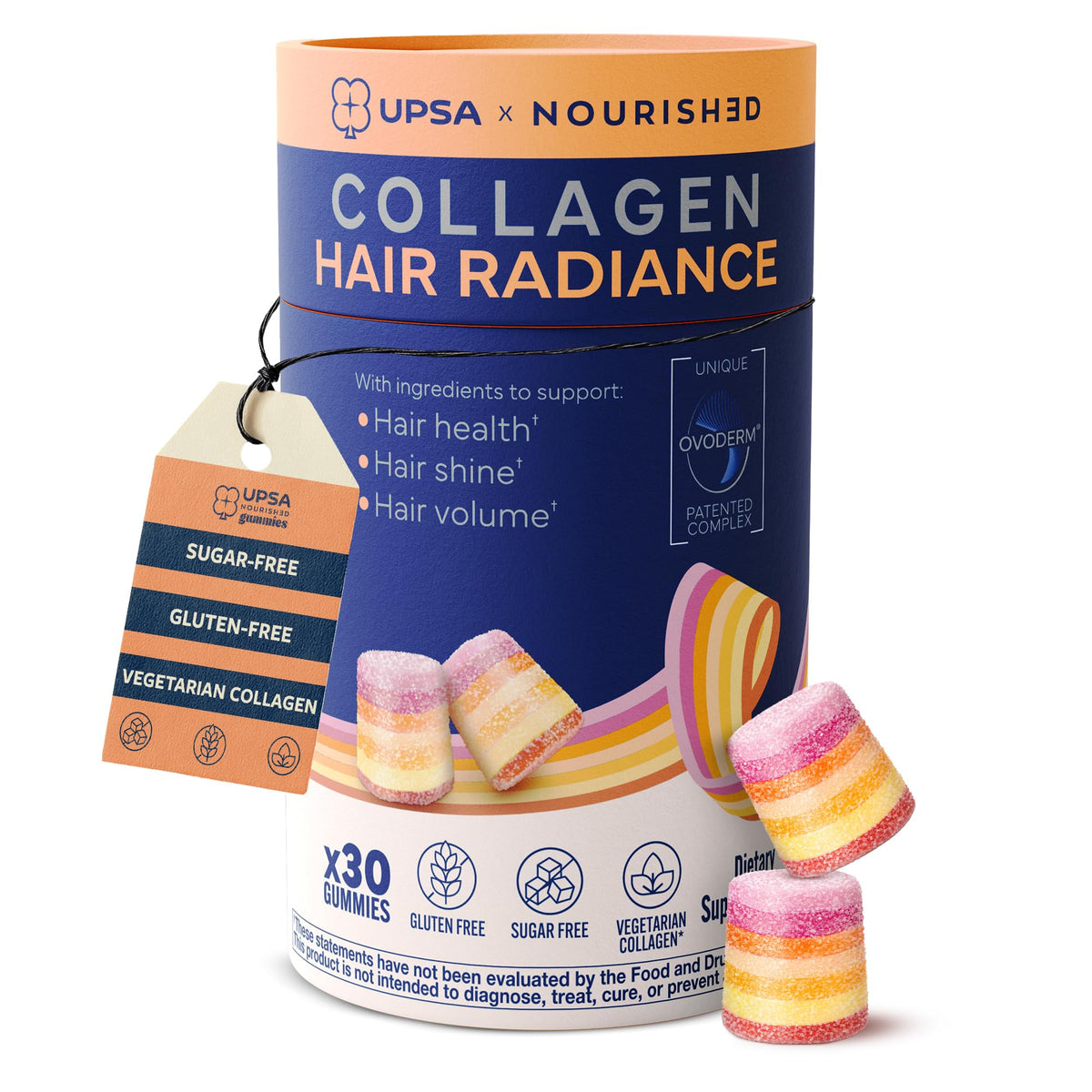 Upsa Nourished Collagen Hair Health 30 Count – Ovoderm® Egg Membrane Complex with Biotin, Zinc & Copper – for Healthy, Shiny & Fuller-Looking Hair - PrimeBioHealth - canada supplements