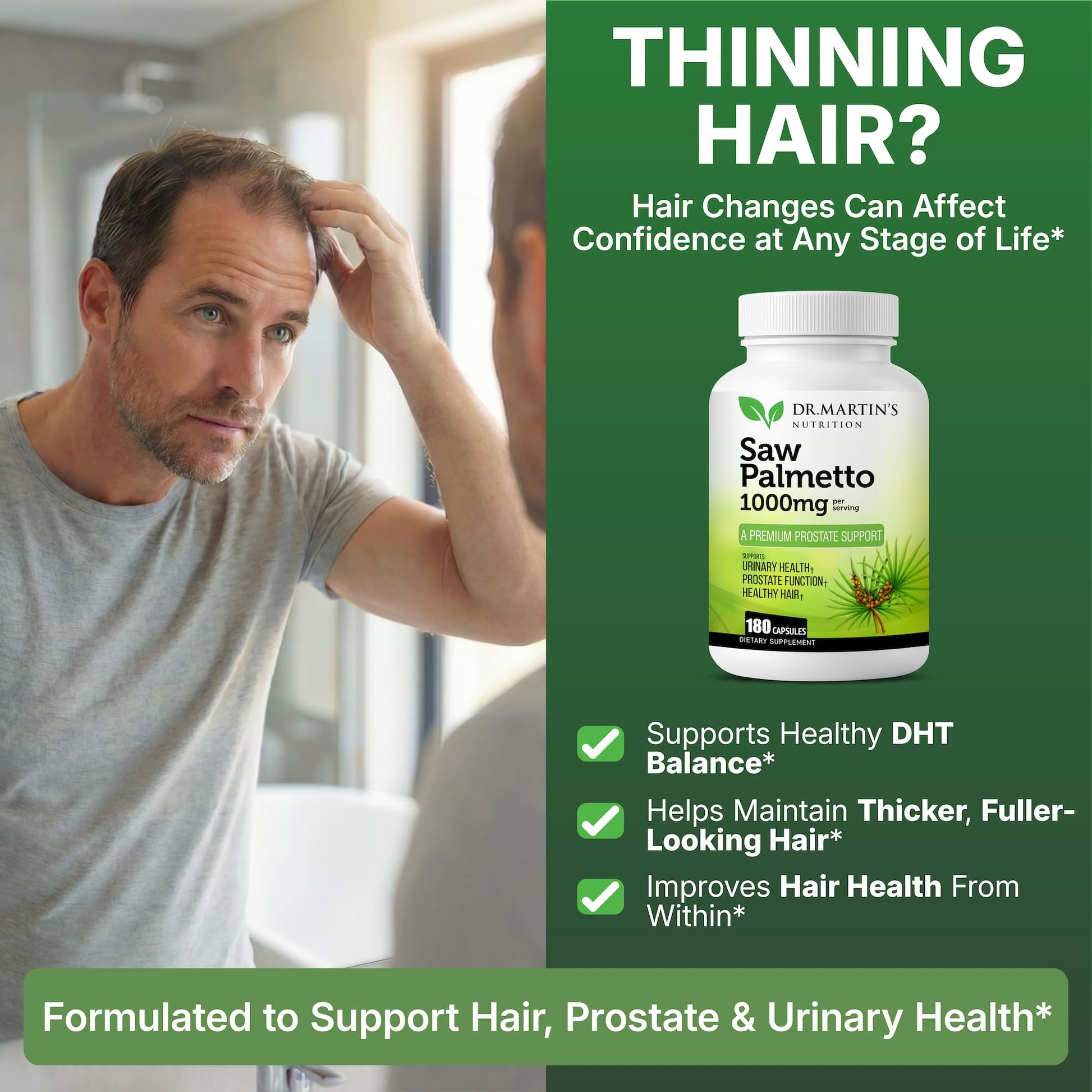 USA Grown Saw Palmetto | 180 Capsules Prostate Health Supplement | Hair Growth for Men & Women | Support to Help Maintain Normal Urination Frequency - PrimeBioHealth - canada supplements