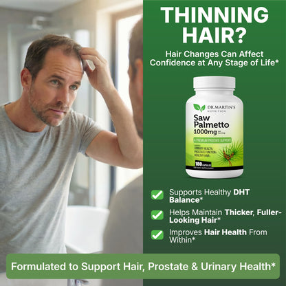 USA Grown Saw Palmetto | 180 Capsules Prostate Health Supplement | Hair Growth for Men & Women | Support to Help Maintain Normal Urination Frequency - PrimeBioHealth - canada supplements