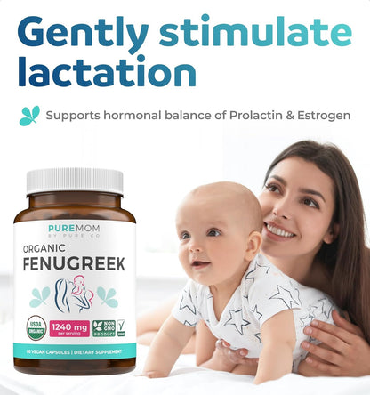 USDA Organic Fenugreek Capsules for Women - Effective Lactation Supplement for Increased Breast Milk Supply - Herbal Breastfeeding Support for Mothers - Gluten Free - 60 Vegan Capsules (No Pills) - PrimeBioHealth - canada supplements
