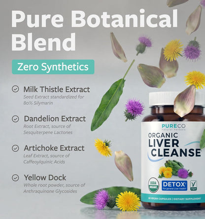 USDA Organic Milk Thistle and Dandelion Root - Silymarin Milk Thistle Liver Detox Cleanse Formula with Artichoke Extract for Comprehensive Liver Support - Vegan Non-GMO & Lab Verified (1 Month Supply) - PrimeBioHealth - canada supplements