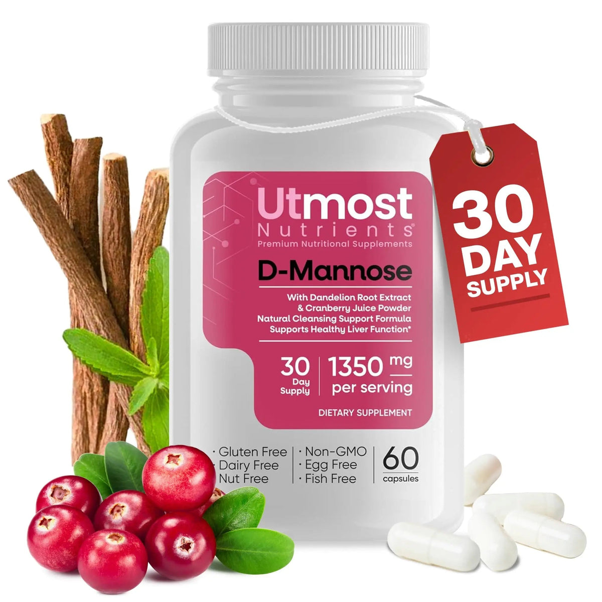 Utmost Nutrients Urinary Defense D-Mannose Supplement - Urinary Health for Women - Optimized Clinical Strength Formula Cleanses, Flushes and Rebuilds The Urinary System - PrimeBioHealth - canada supplements
