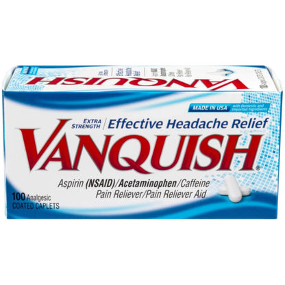 Vanquish Headache Relief, Acetaminophen, Aspirin, Caffeine, 100 Caplets, Packaging May Vary - PrimeBioHealth - canada supplements