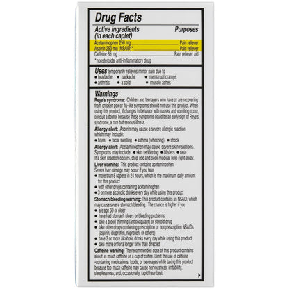 Vanquish Headache Relief, Acetaminophen, Aspirin, Caffeine, 100 Caplets, Packaging May Vary - PrimeBioHealth - canada supplements