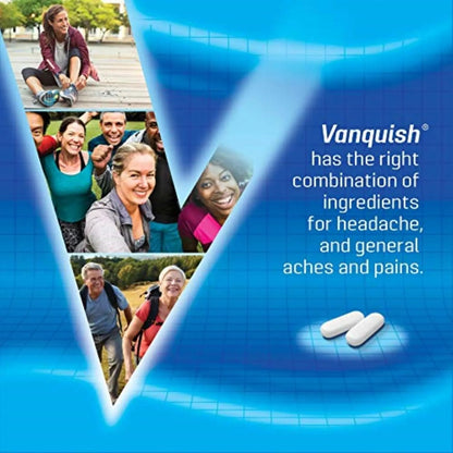 Vanquish Headache Relief, Acetaminophen, Aspirin, Caffeine, 100 Caplets, Packaging May Vary - PrimeBioHealth - canada supplements