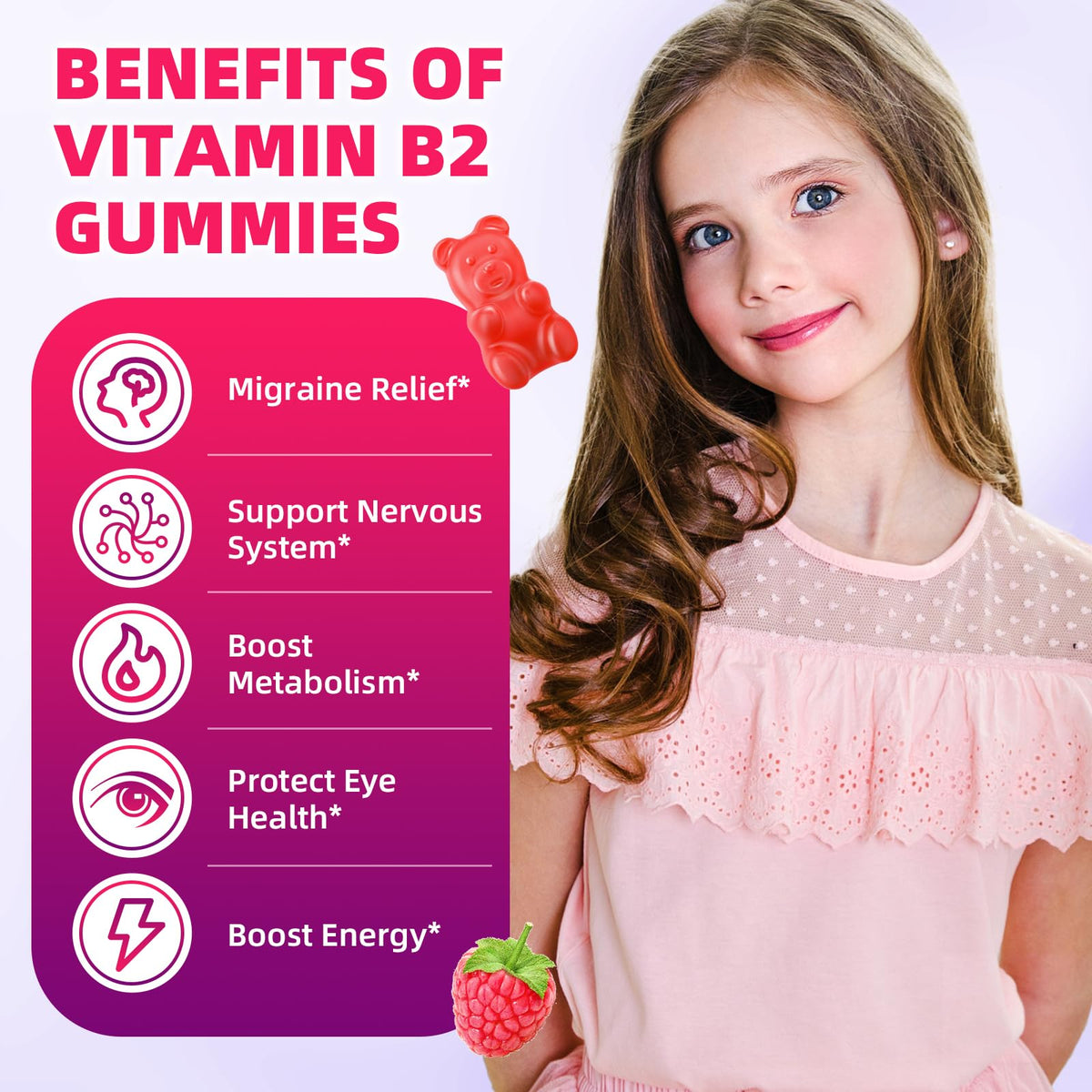 VCCHUYH Vitamin B2 Gummies for Kids & Adults, VIT B2 Riboflavin 400mg Supplement with Magnesium for Migraine Relief & Nervous System Support, Non-GMO - PrimeBioHealth - canada supplements