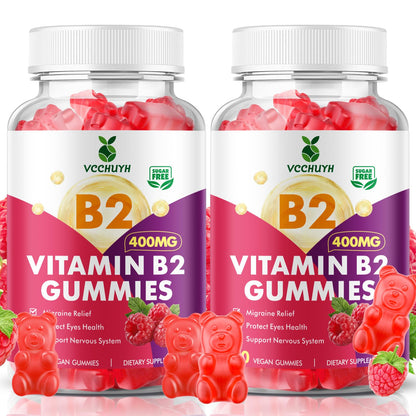 VCCHUYH Vitamin B2 Gummies for Kids & Adults, VIT B2 Riboflavin 400mg Supplement with Magnesium for Migraine Relief & Nervous System Support, Non-GMO - PrimeBioHealth - canada supplements