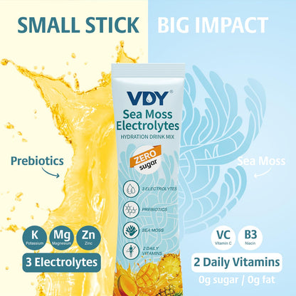 VDY Sea Moss Electrolytes Powder Packets - Hydration Packets Sugar Free - Electrolyte Packets with 30 Sticks - Zero Sugar & 0 Calorie - Keto Friendly - PrimeBioHealth - canada supplements
