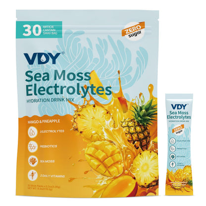 VDY Sea Moss Electrolytes Powder Packets - Hydration Packets Sugar Free - Electrolyte Packets with 30 Sticks - Zero Sugar & 0 Calorie - Keto Friendly - PrimeBioHealth - canada supplements