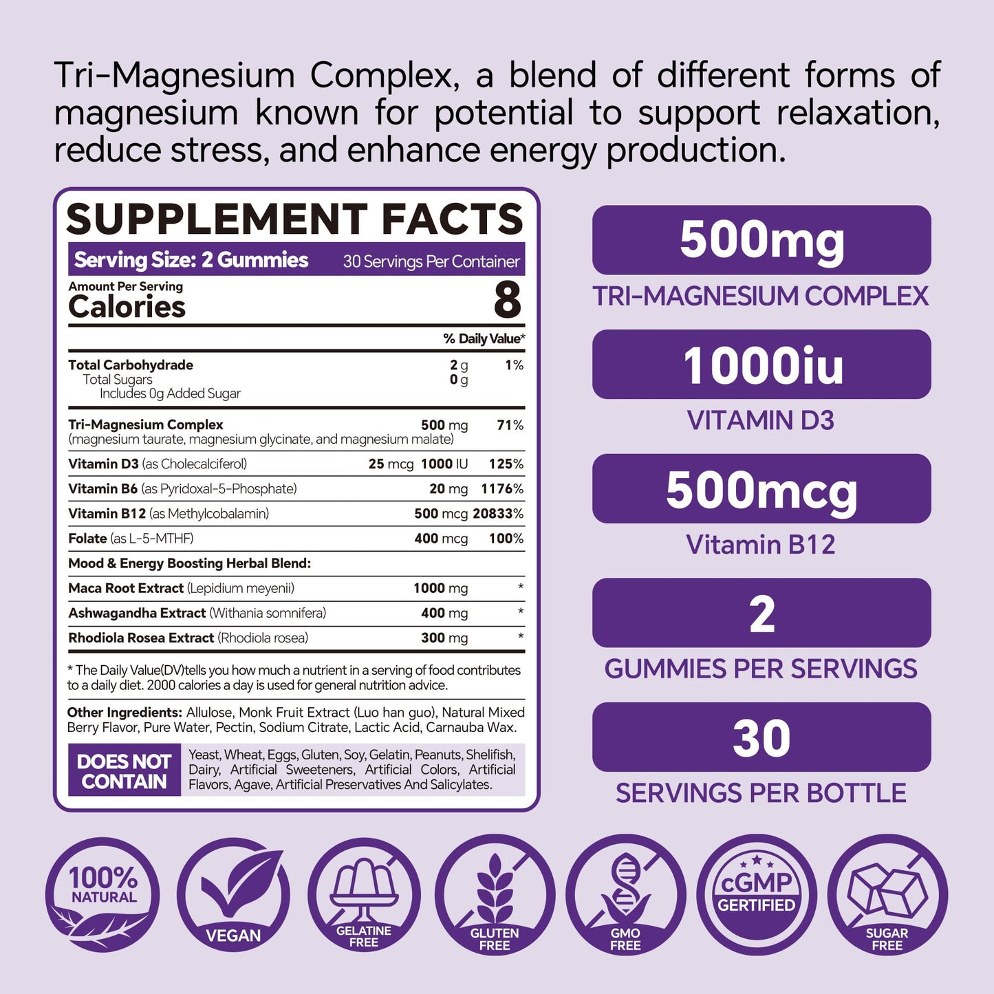 VEETAGYO Magnesium Gummies 500mg 400mg | High Absorption, Bone, Nerves, Muscle | 3 Forms of Magnesium Complex Supplement Glycinate,Taurate,Malate - PrimeBioHealth - canada supplements