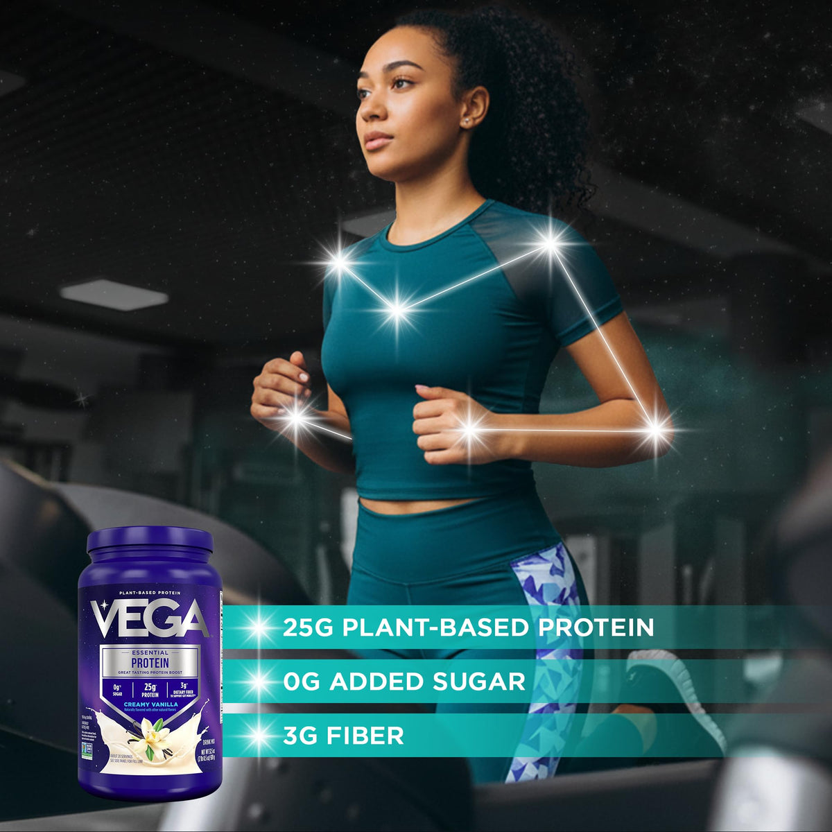 Vega Essential Protein – 25g Plant Based Protein Powder, Creamy Vanilla, Vegan for a Dairy-Free Vanilla Shake – Large Tub, 32.5oz (20 Servings) - PrimeBioHealth - canada supplements
