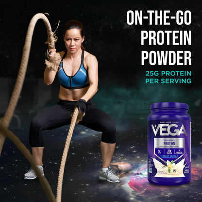 Vega Essential Protein – 25g Plant Based Protein Powder, Creamy Vanilla, Vegan for a Dairy-Free Vanilla Shake – Large Tub, 32.5oz (20 Servings) - PrimeBioHealth - canada supplements