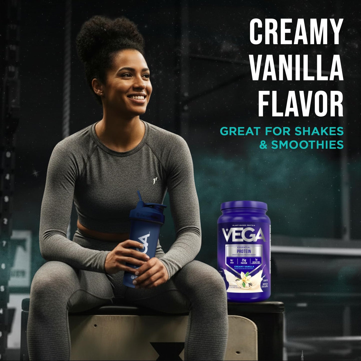Vega Essential Protein – 25g Plant Based Protein Powder, Creamy Vanilla, Vegan for a Dairy-Free Vanilla Shake – Large Tub, 32.5oz (20 Servings) - PrimeBioHealth - canada supplements