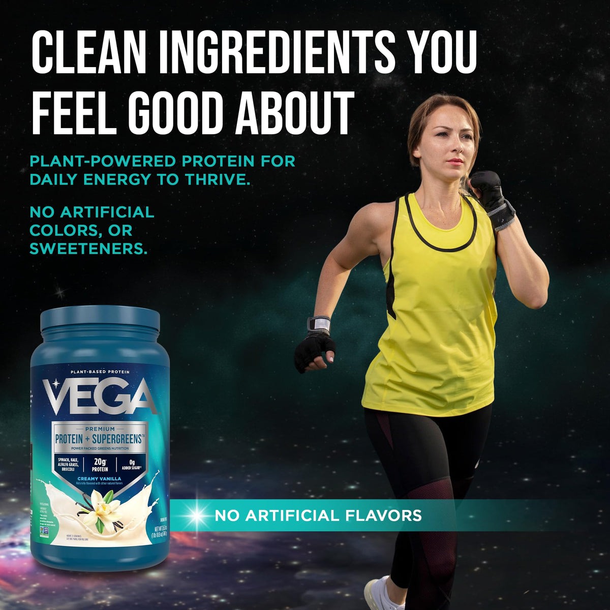 Vega Premium Protein + Supergreens, Creamy Vanilla – 20g Vegan Protein, Dairy & Gluten Free, 26.9 oz (25 Servings) - PrimeBioHealth - canada supplements