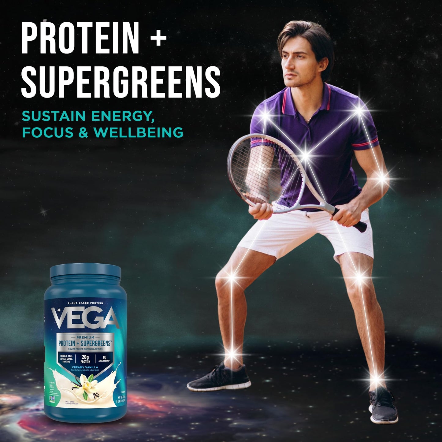 Vega Premium Protein + Supergreens, Creamy Vanilla – 20g Vegan Protein, Dairy & Gluten Free, 26.9 oz (25 Servings) - PrimeBioHealth - canada supplements