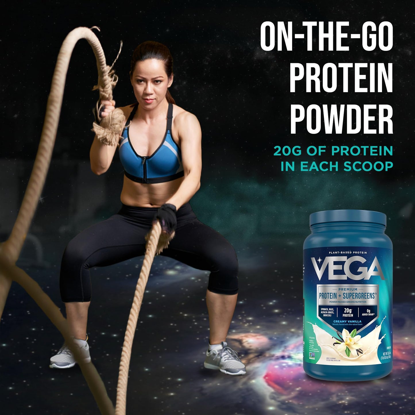 Vega Premium Protein + Supergreens, Creamy Vanilla – 20g Vegan Protein, Dairy & Gluten Free, 26.9 oz (25 Servings) - PrimeBioHealth - canada supplements