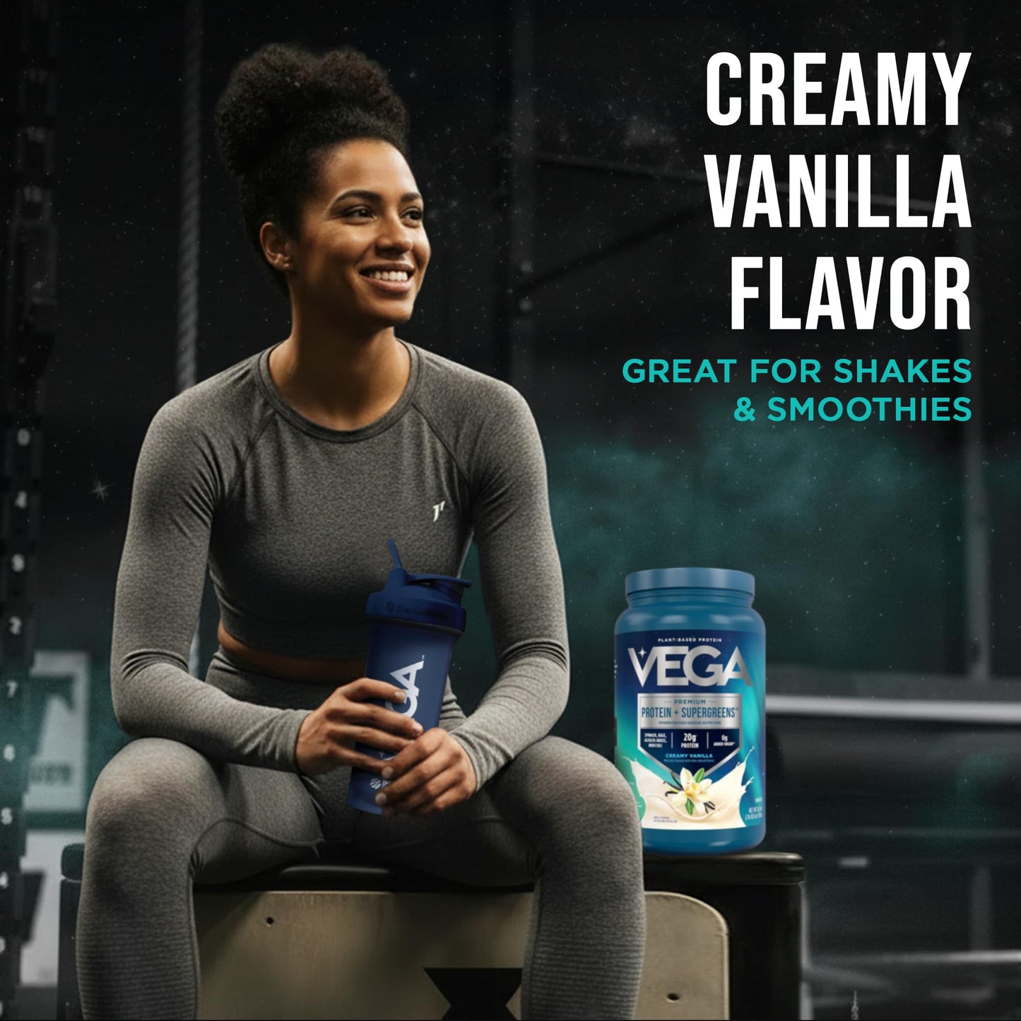 Vega Premium Protein + Supergreens, Creamy Vanilla – 20g Vegan Protein, Dairy & Gluten Free, 26.9 oz (25 Servings) - PrimeBioHealth - canada supplements