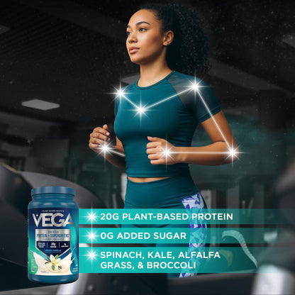 Vega Premium Protein + Supergreens, Creamy Vanilla – 20g Vegan Protein, Dairy & Gluten Free, 26.9 oz (25 Servings) - PrimeBioHealth - canada supplements