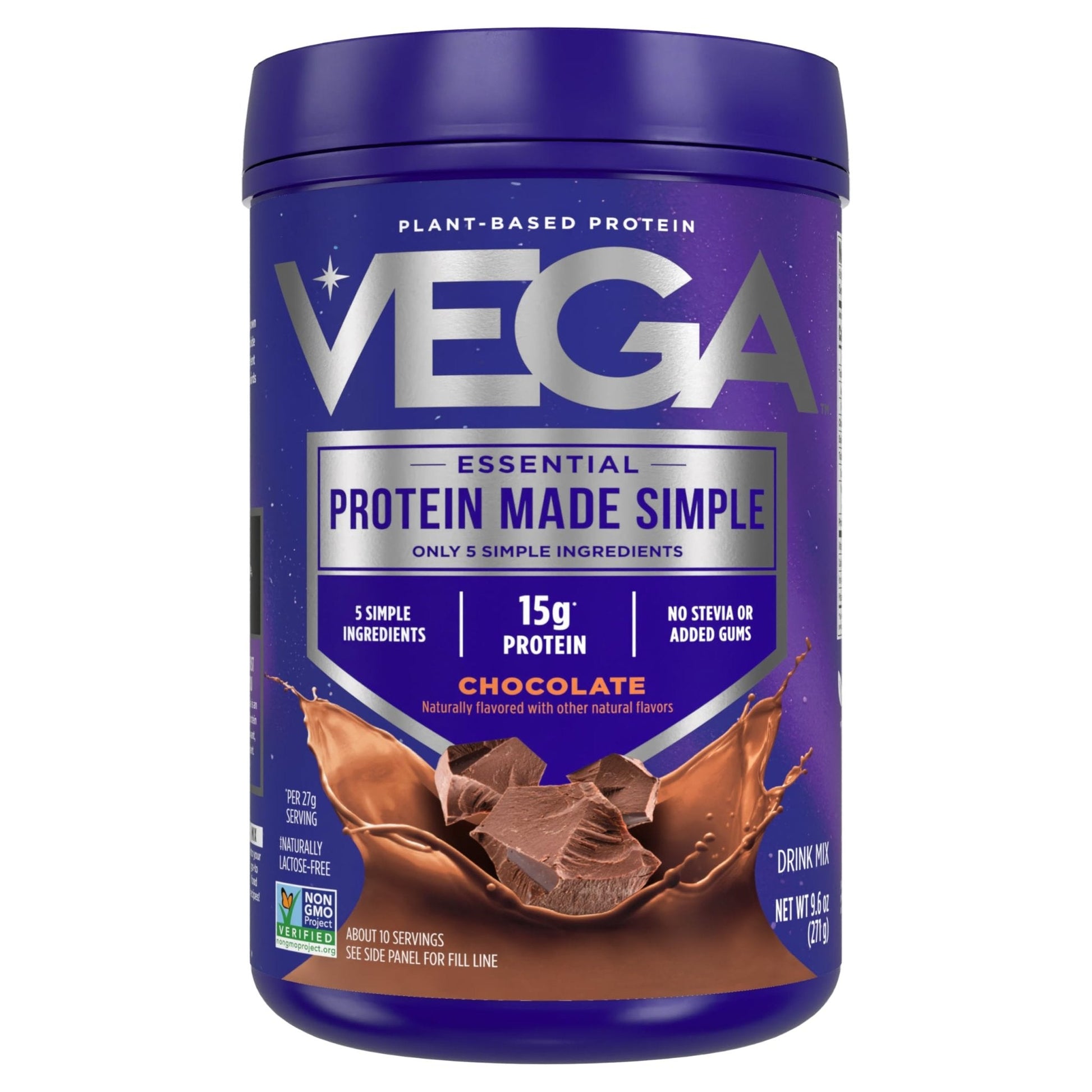 Vega Protein Made Simple - 15g Plant-Based Pea Protein, Chocolate, 10 Servings, Stevia Free, No Artificial Sweeteners or Gums, Non-GMO, Gluten Free, Dairy Free, 9.6oz (Packaging May Vary) - PrimeBioHealth - canada supplements