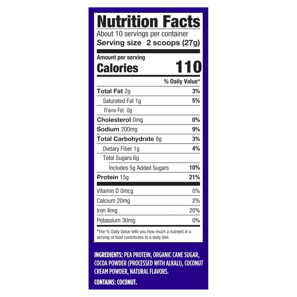 Vega Protein Made Simple - 15g Plant-Based Pea Protein, Chocolate, 10 Servings, Stevia Free, No Artificial Sweeteners or Gums, Non-GMO, Gluten Free, Dairy Free, 9.6oz (Packaging May Vary) - PrimeBioHealth - canada supplements
