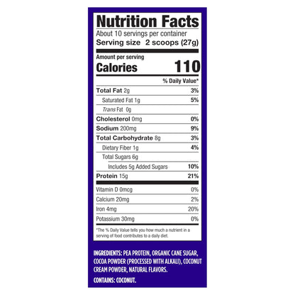 Vega Protein Made Simple - 15g Plant-Based Pea Protein, Chocolate, 10 Servings, Stevia Free, No Artificial Sweeteners or Gums, Non-GMO, Gluten Free, Dairy Free, 9.6oz (Packaging May Vary) - PrimeBioHealth - canada supplements