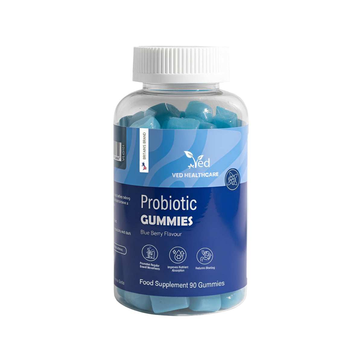 Vegan Probiotic Gummies with Prebiotics, Blueberry Flavour, 2 Gummies Daily (90 Count), 45 Days Supply, Non-GMO, Gluten Free, - PrimeBioHealth - canada supplements