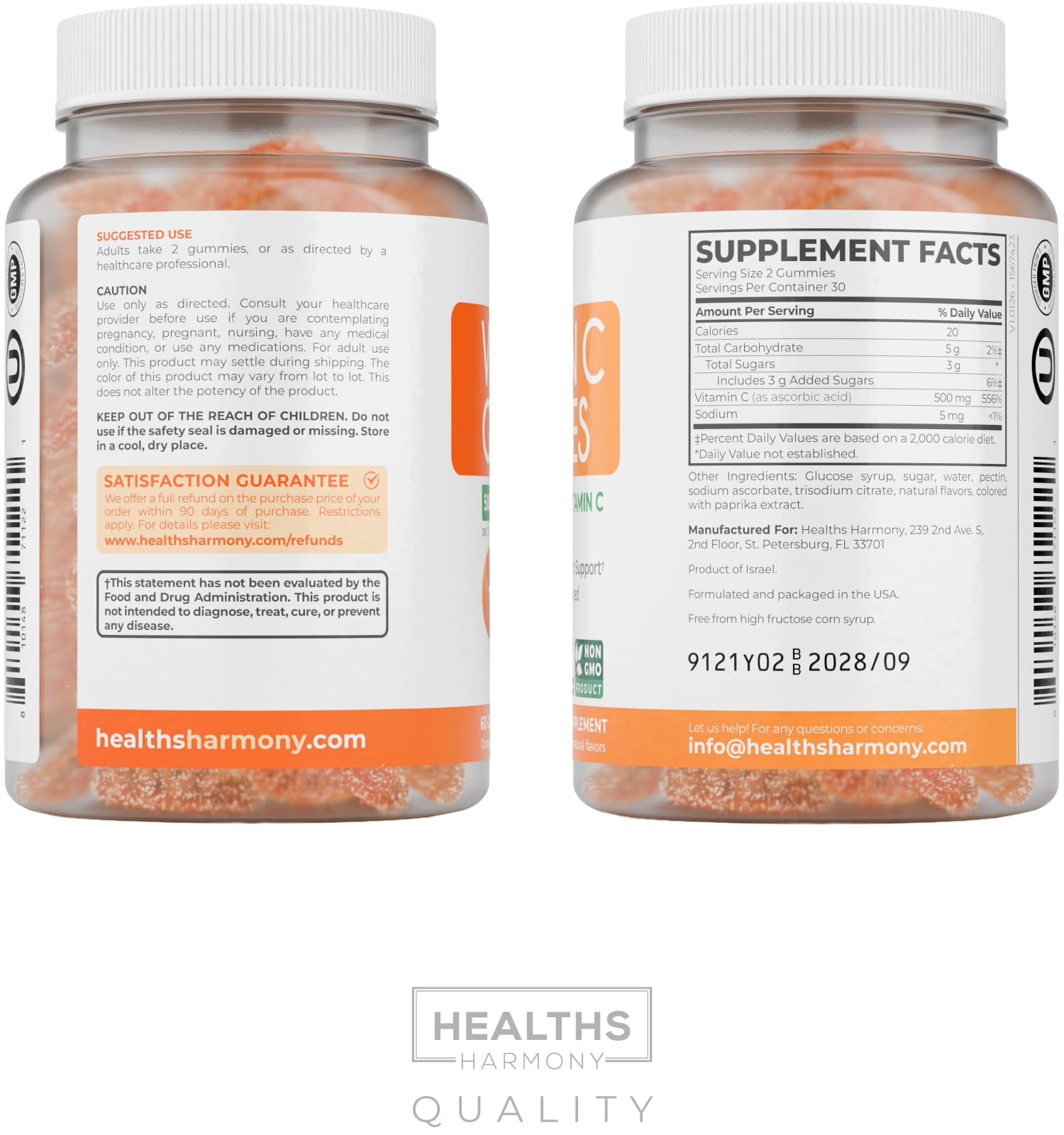 Vegan Vitamin C Gummies for Adults - Immune Support Gummies with Chewable Vitamin C 500mg per Serving for Daily and Seasonal Wellness - High Potency Non-GMO Formula - Orange Flavor (1 Month Supply) - PrimeBioHealth - canada supplements
