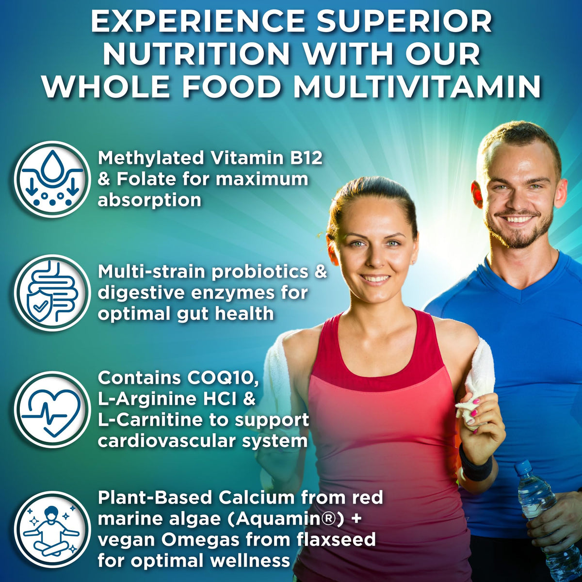Vegan Whole Food Daily Multivitamin with Iron, Methylated Multivitamin for Women and Men, Made with Fruits & Vegetables, B-Complex, Probiotics, Enzymes - PrimeBioHealth - canada supplements