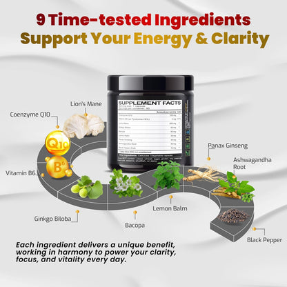 VEGATOT Brain Booster Brain Health Complex Supplement Concentrated with CoQ-10 VIT B6 Lion's Mane Ginkgo Biloba Lemon Balm Ginseng - PrimeBioHealth - canada supplements