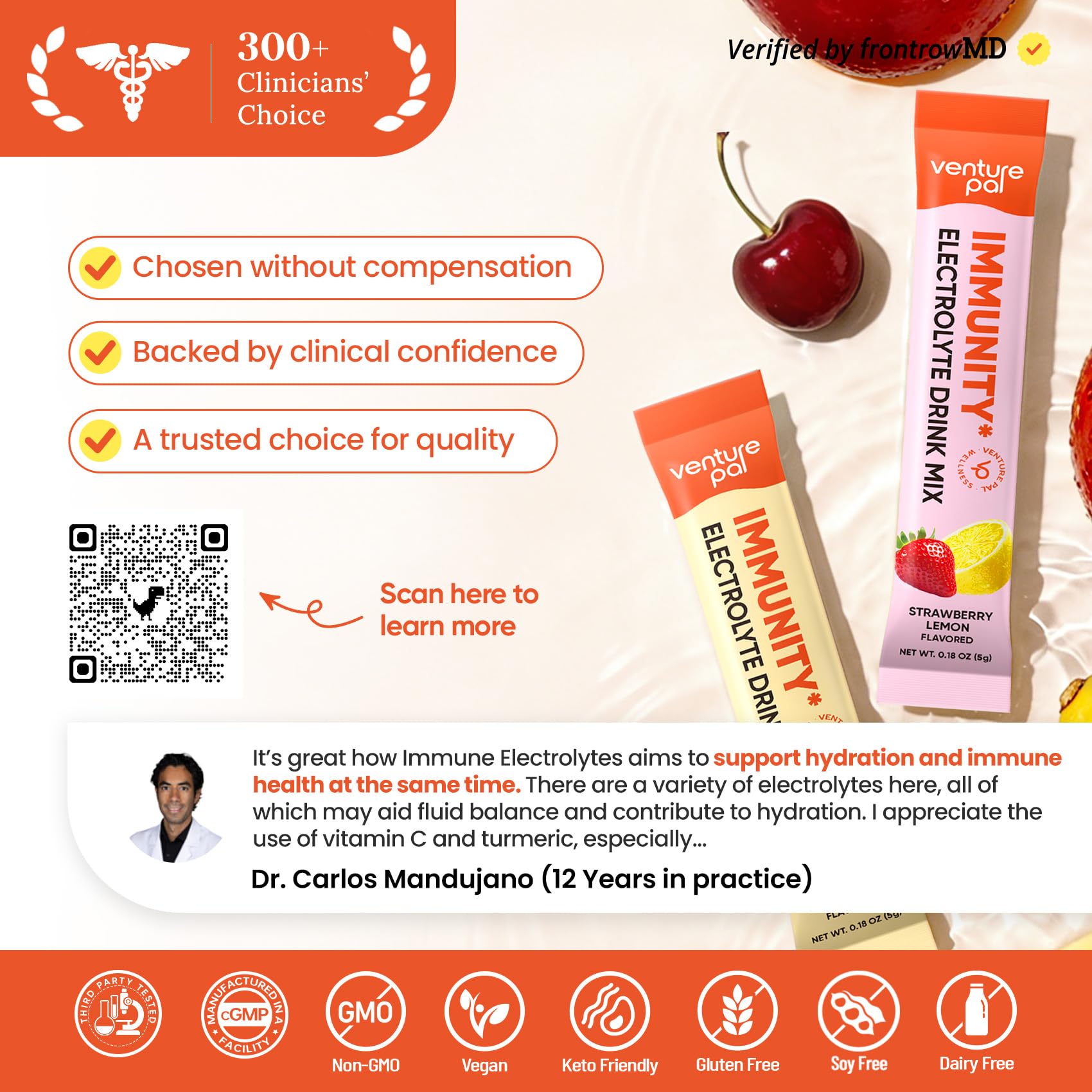 Venture Pal 2-in-1 Hydration + Immune Electrolytes Powder Packets with 7 Electrolytes & 6 Vitamins, Elderberry, Turmeric, Echinacea | Liquid Daily IV Drink Mix - PrimeBioHealth - canada supplements