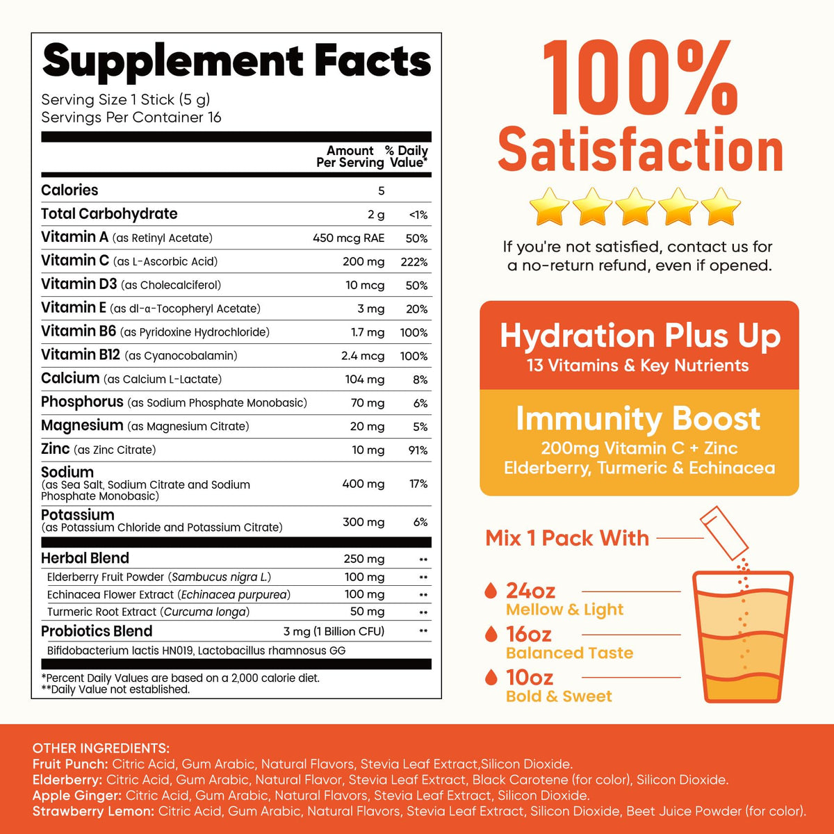 Venture Pal 2-in-1 Hydration + Immune Electrolytes Powder Packets with 7 Electrolytes & 6 Vitamins, Elderberry, Turmeric, Echinacea | Liquid Daily IV Drink Mix - PrimeBioHealth - canada supplements