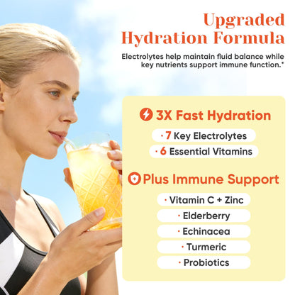 Venture Pal 2-in-1 Hydration + Immune Electrolytes Powder Packets with 7 Electrolytes & 6 Vitamins, Elderberry, Turmeric, Echinacea | Liquid Daily IV Drink Mix - PrimeBioHealth - canada supplements