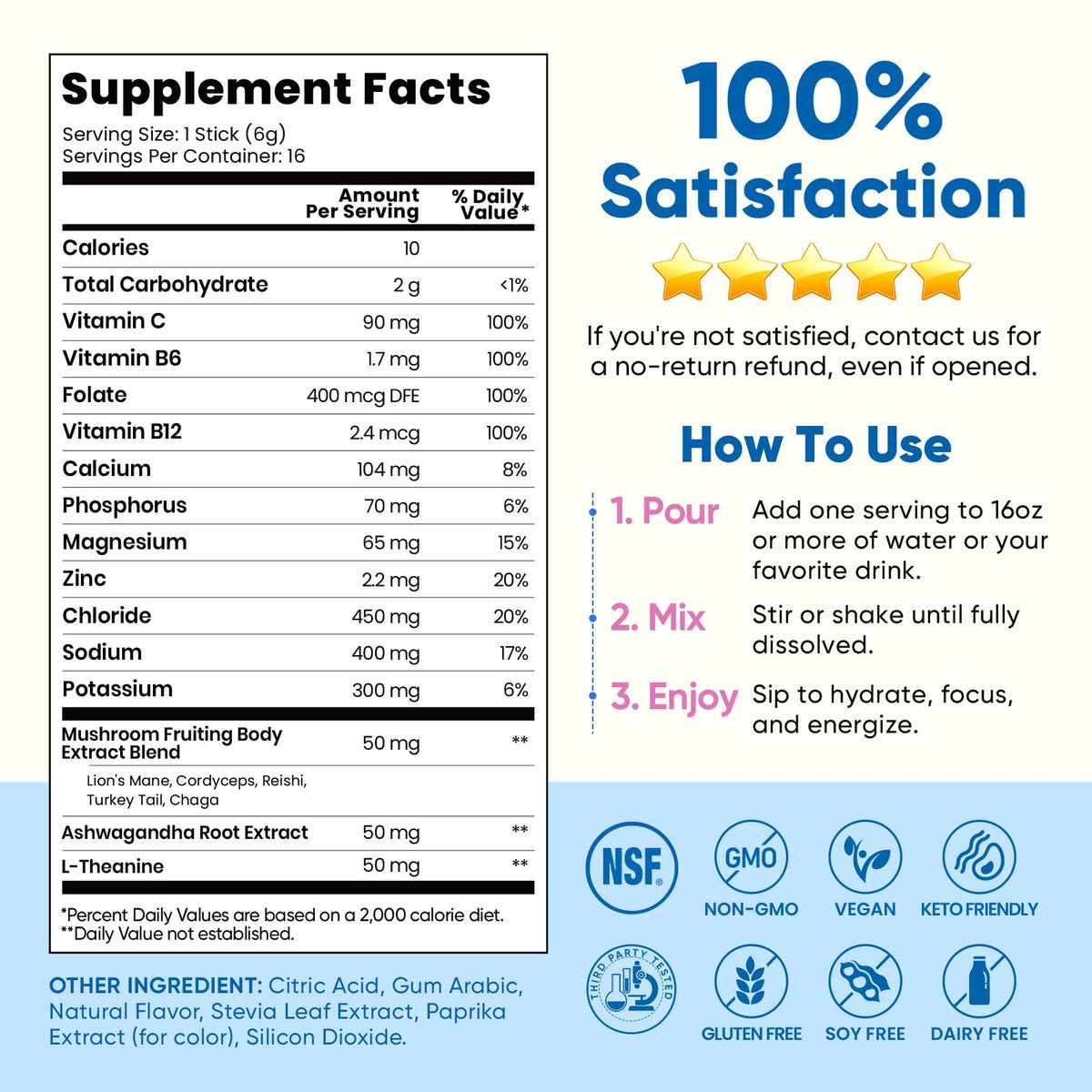 Venture Pal 2-in-1 Hydration Packets + Focus Support Electrolytes Powder, 7 Electrolytes + Vitamins, Magnesium, Lion's Mane & L-Theanine - PrimeBioHealth - canada supplements