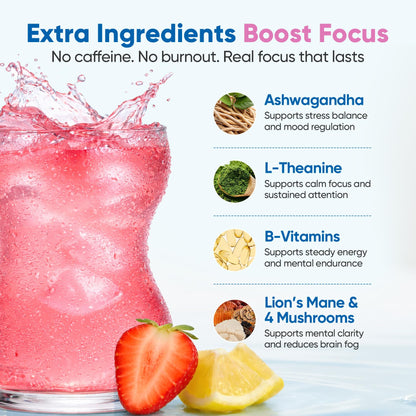 Venture Pal 2-in-1 Hydration Packets + Focus Support Electrolytes Powder, 7 Electrolytes + Vitamins, Magnesium, Lion's Mane & L-Theanine - PrimeBioHealth - canada supplements