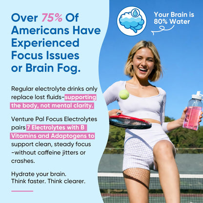 Venture Pal 2-in-1 Hydration Packets + Focus Support Electrolytes Powder, 7 Electrolytes + Vitamins, Magnesium, Lion's Mane & L-Theanine - PrimeBioHealth - canada supplements