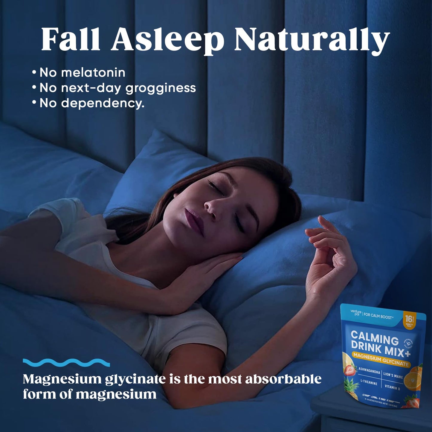 Venture Pal Calm Drink Mix, 12-in-1 Cortisol Reducer and Sleep Aid with Magnesium Glycinate, Ashwagandha, L-Theanine,Vitamin D, Calm Magnesium Powder - PrimeBioHealth - canada supplements