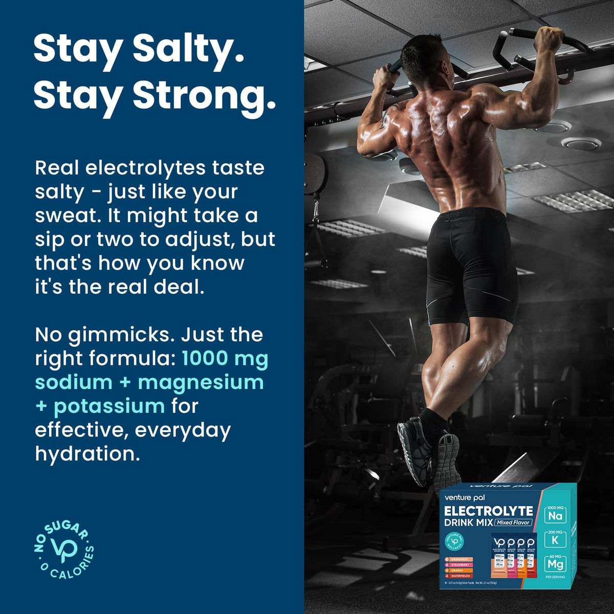 Venture Pal High Sodium Sugar Free Electrolytes Powder Packet - Hydration Packets with Vitamin, Sodium & Potassium | Zero Calories | Vegan, Keto & Paleo Friendly - PrimeBioHealth - canada supplements