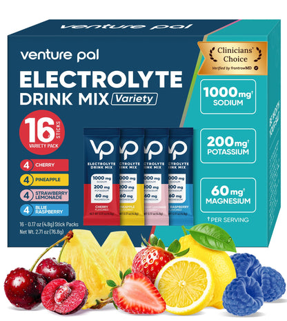 Venture Pal High Sodium Sugar Free Electrolytes Powder Packet, Zero Calories Hydration Packets with Vitamin, Sodium, Potassium & Magnesium, Electrolyte Drink Mix - PrimeBioHealth - canada supplements