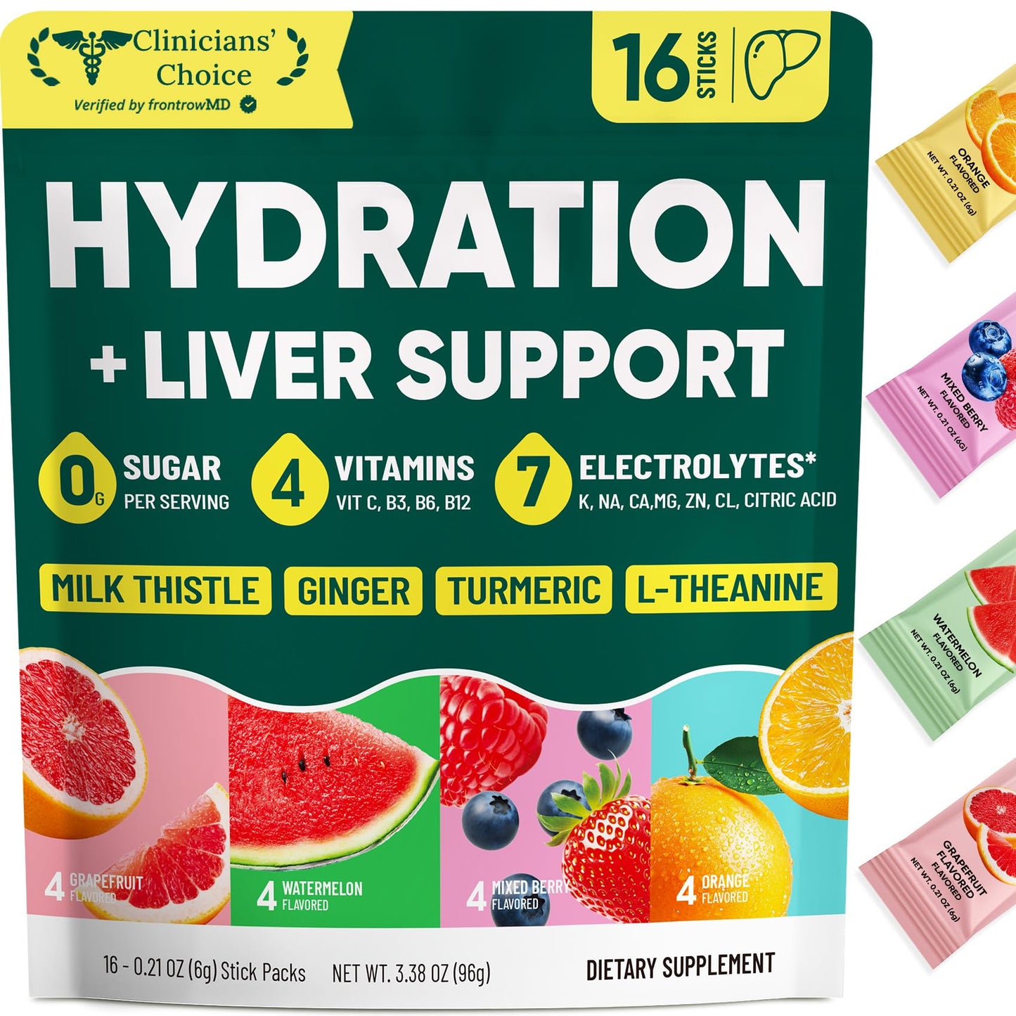 Venture Pal Hydration Packets + Liver Support- Liquid Daily IV Electrolyte Powder Packets with 7 Electrolytes & 5 Vitamins, Milk Thistle + L-Theanine | Sugar-Free - PrimeBioHealth - canada supplements