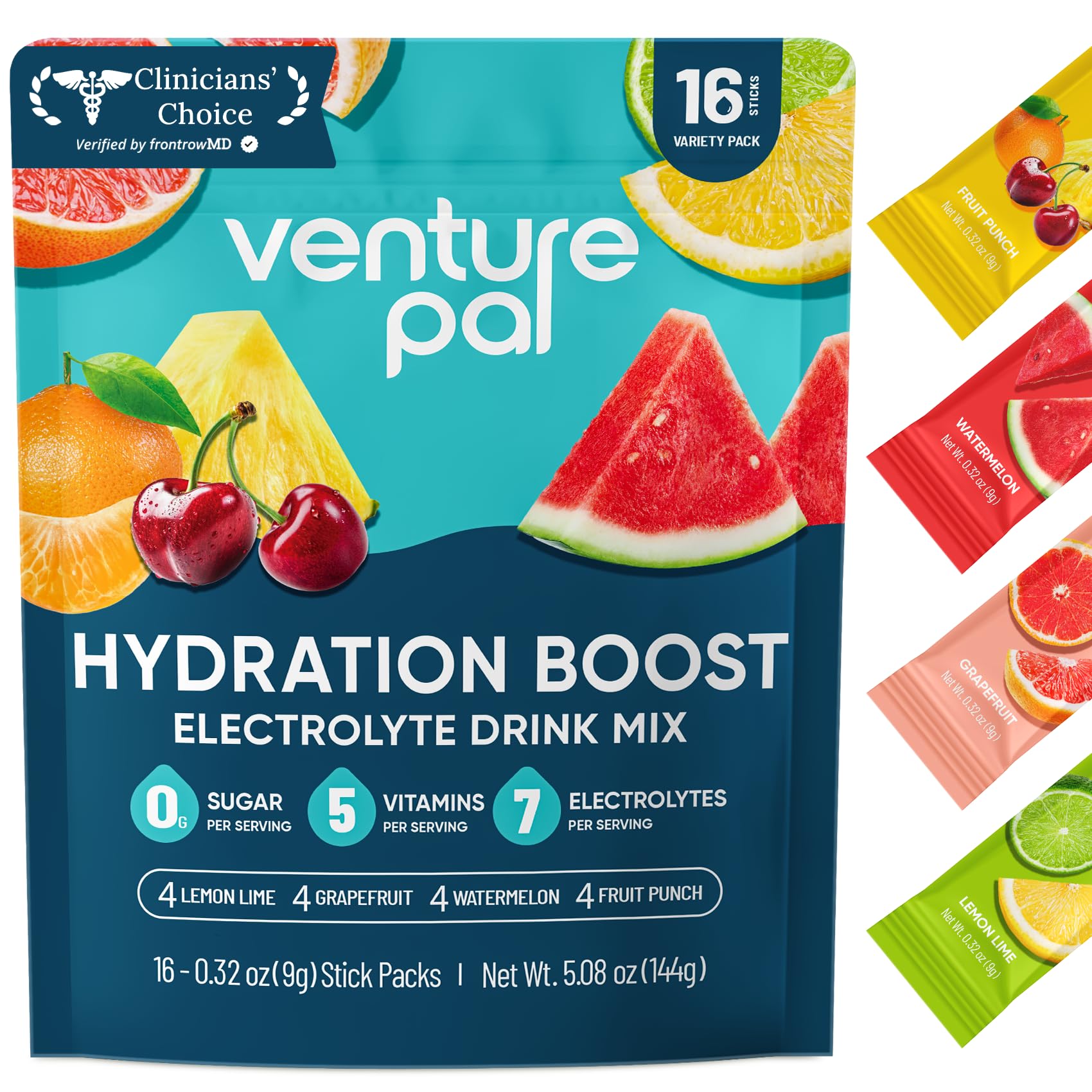 Venture Pal Sugar Free Electrolyte Powder Packets - Liquid Daily IV Hydration Packets for Rapid Rehydration | 7 Electrolytes & 5 Vitamins | Keto Friendly - PrimeBioHealth - canada supplements