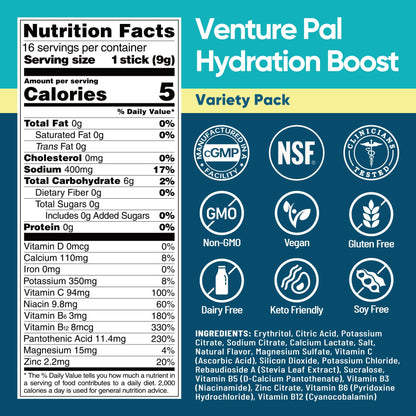 Venture Pal Sugar Free Electrolyte Powder Packets - Liquid Daily IV Hydration Packets for Rapid Rehydration | 7 Electrolytes & 5 Vitamins | Keto Friendly - PrimeBioHealth - canada supplements