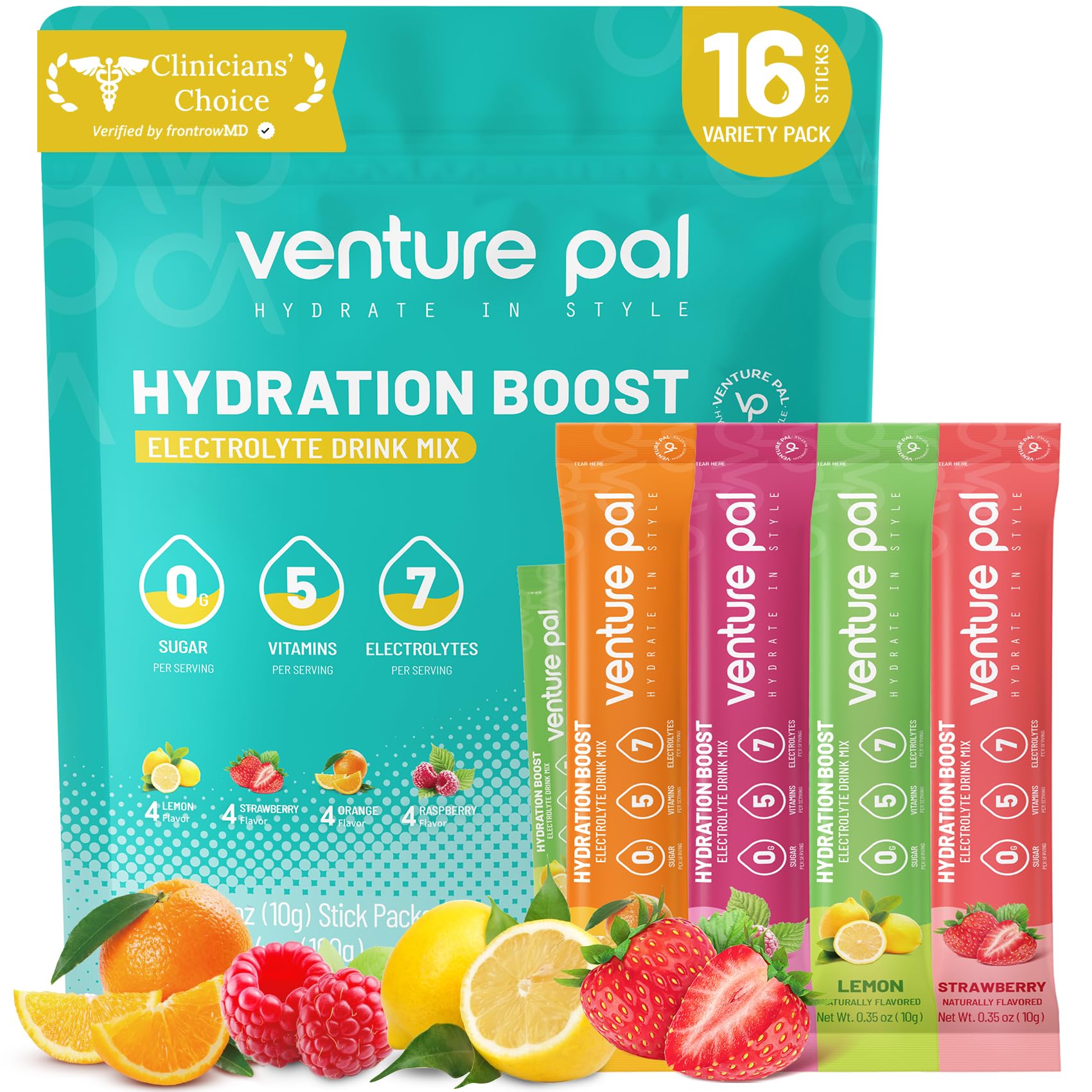 Venture Pal Sugar Free Electrolytes Powder Packets - Liquid Daily IV Hydration Packets | Instantly Hydrating & Party Recovery | 5 Vitamins & 7 Electrolytes - PrimeBioHealth - canada supplements