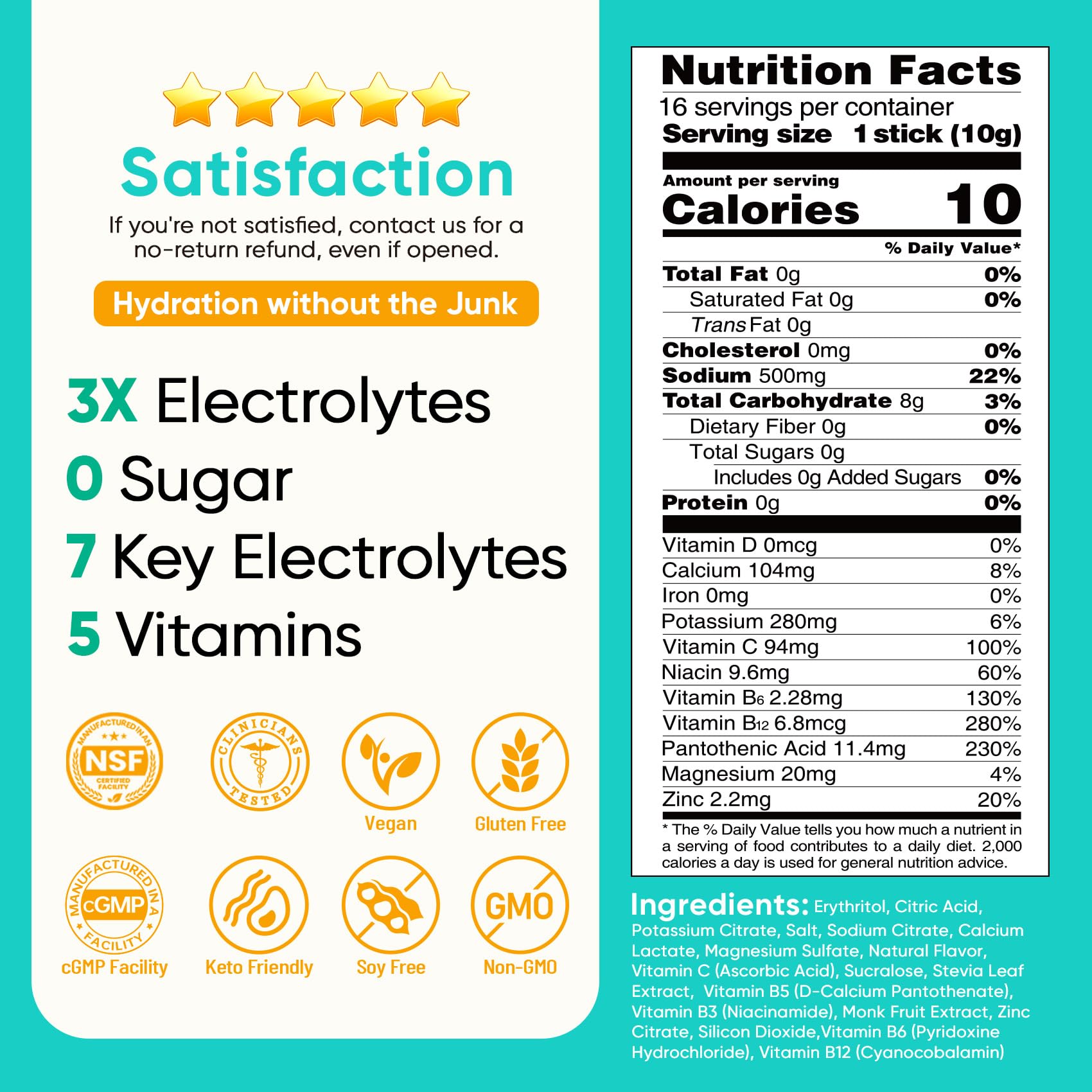 Venture Pal Sugar Free Electrolytes Powder Packets - Liquid Daily IV Hydration Packets | Instantly Hydrating & Party Recovery | 5 Vitamins & 7 Electrolytes - PrimeBioHealth - canada supplements