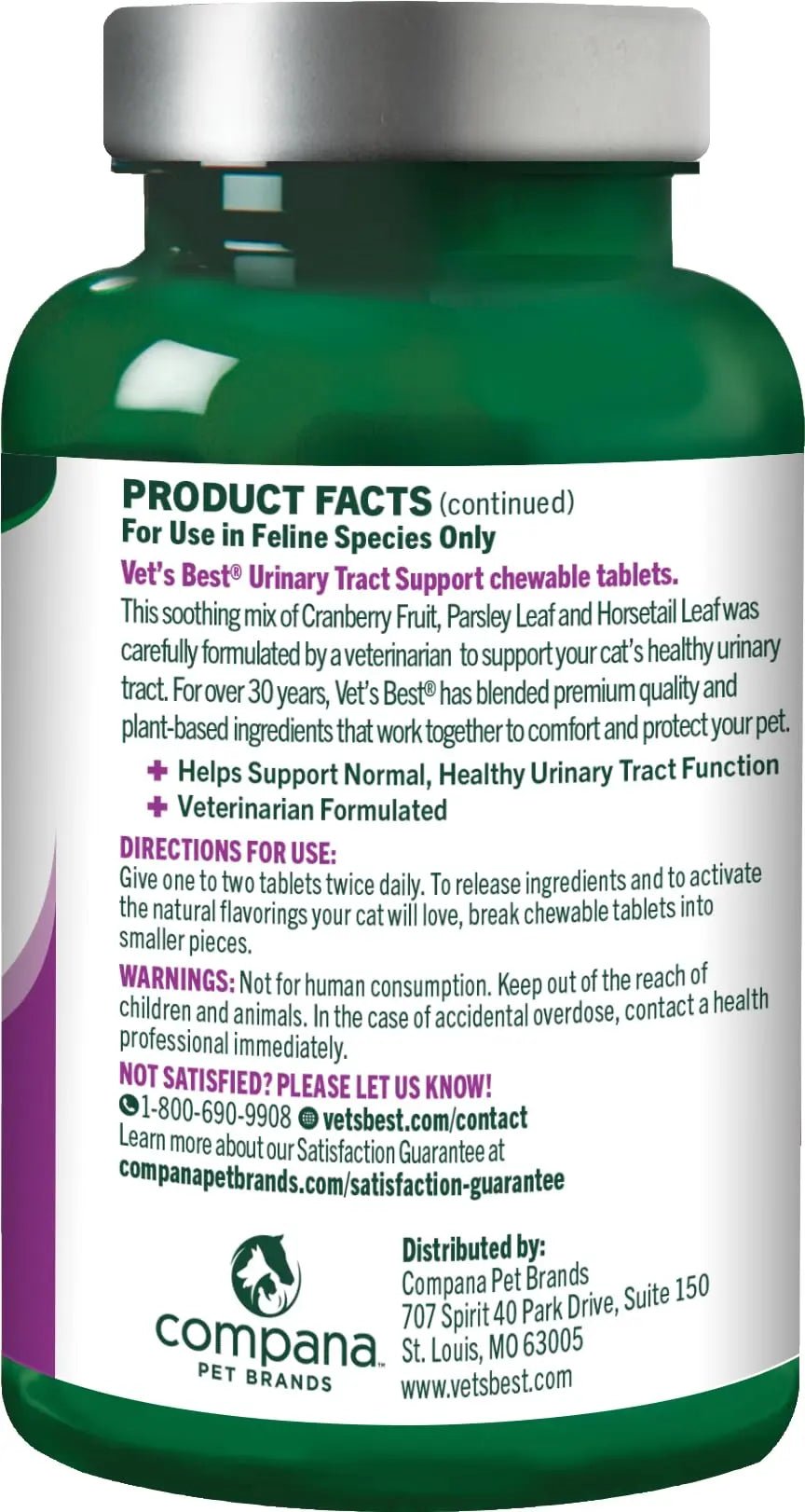 Vet's Best Cat Urinary Supplement, Urinary Tract Support Chewable for Cats, Supports A Healthy Urinary Tract in Cats, 60 Chewable Tablets - PrimeBioHealth - canada supplements