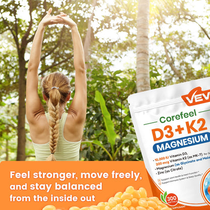 VEV Vitamin D3 K2 10,000 IU Magnesium Supplement – with Vitamin D and K (MK-7), Magnesium Glycinate & Malate, Zinc Citrate - PrimeBioHealth - canada supplements