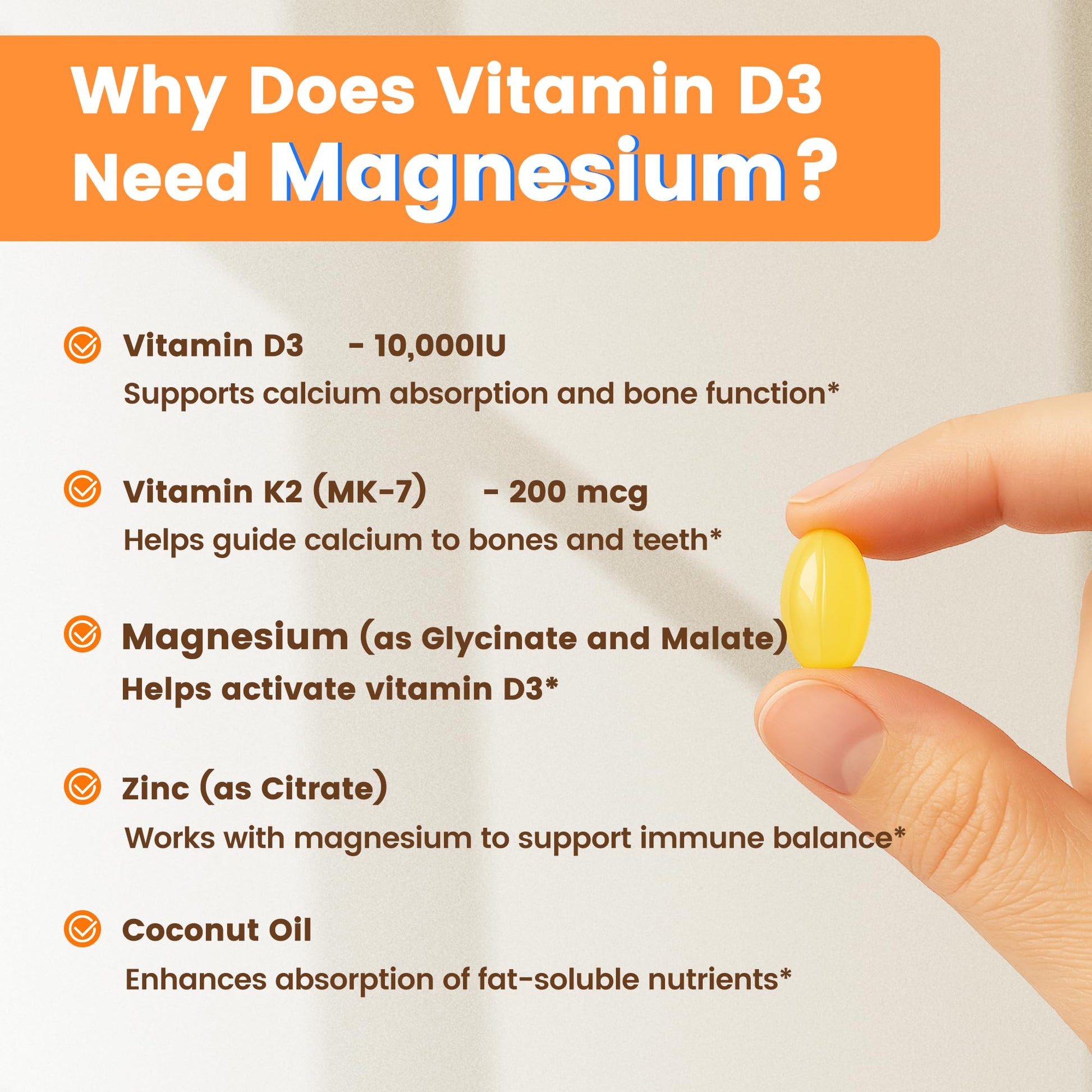VEV Vitamin D3 K2 10,000 IU Magnesium Supplement – with Vitamin D and K (MK-7), Magnesium Glycinate & Malate, Zinc Citrate - PrimeBioHealth - canada supplements